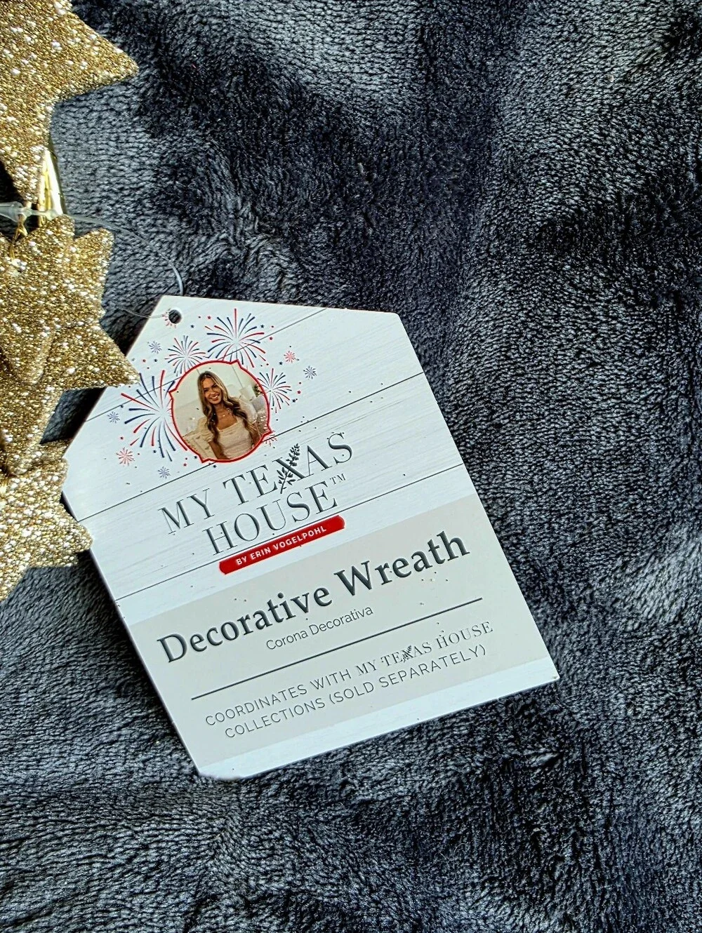 Bundle of 2 Texas House Glitter gold Star Wreath 11.2